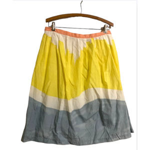 YELLOW & Blue Watercolor Skirt - Paperwhite - Size 10